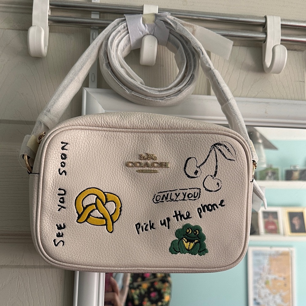Coach Cream Crossbody Bag with Playful Graphics